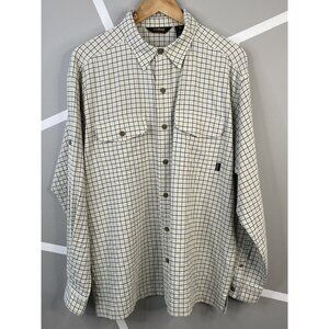 LL Bean Outdoors Textured Long Sleeve Shirt Camping Men’s L Reg Khaki Check